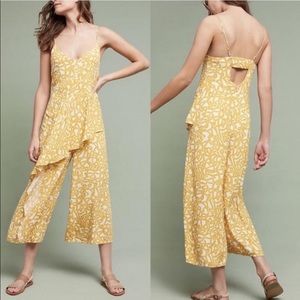 Anthro Maeve Goldenrod Brittany Ruffle Jumpsuit